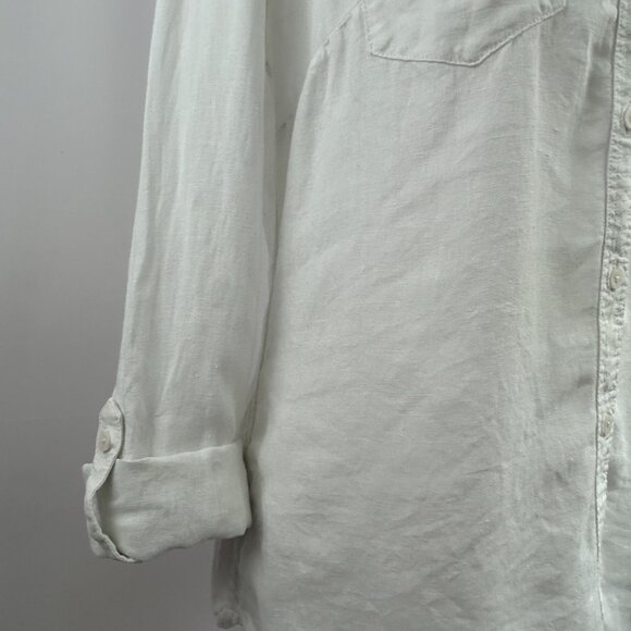White Linen Women's Blouse - Minimalist Lightweight - Small S - Picture 8 of 9